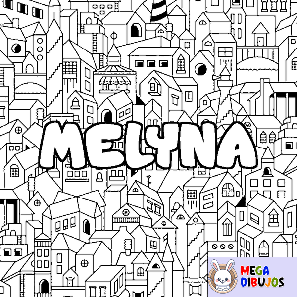 Coloraci&oacute;n del nombre MELYNA - decorado ciudad