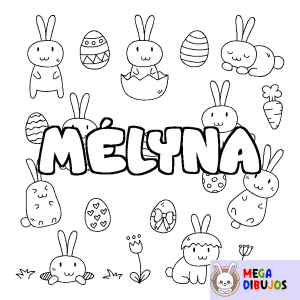 Coloraci&oacute;n del nombre M&Eacute;LYNA - decorado Pascua