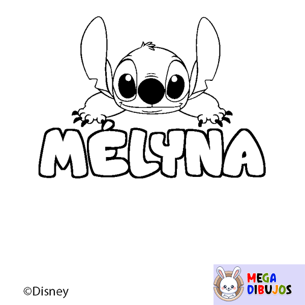 Coloraci&oacute;n del nombre M&Eacute;LYNA - decorado Stitch