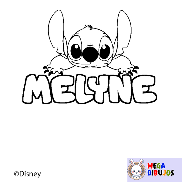 Coloraci&oacute;n del nombre MELYNE - decorado Stitch