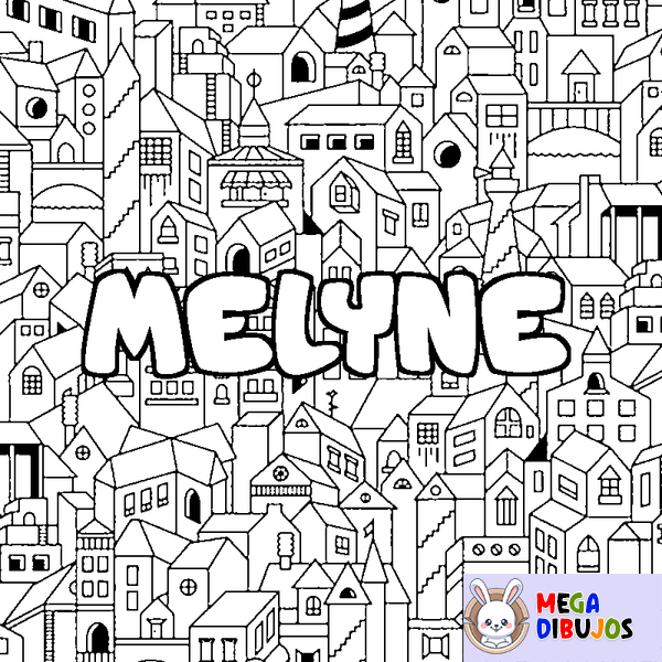 Coloraci&oacute;n del nombre MELYNE - decorado ciudad