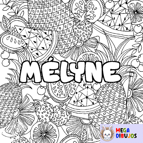 Coloraci&oacute;n del nombre M&Eacute;LYNE - decorado mandala de frutas