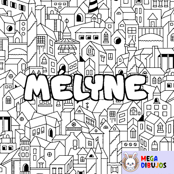 Coloraci&oacute;n del nombre M&Eacute;LYNE - decorado ciudad