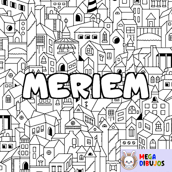 Coloraci&oacute;n del nombre MERIEM - decorado ciudad