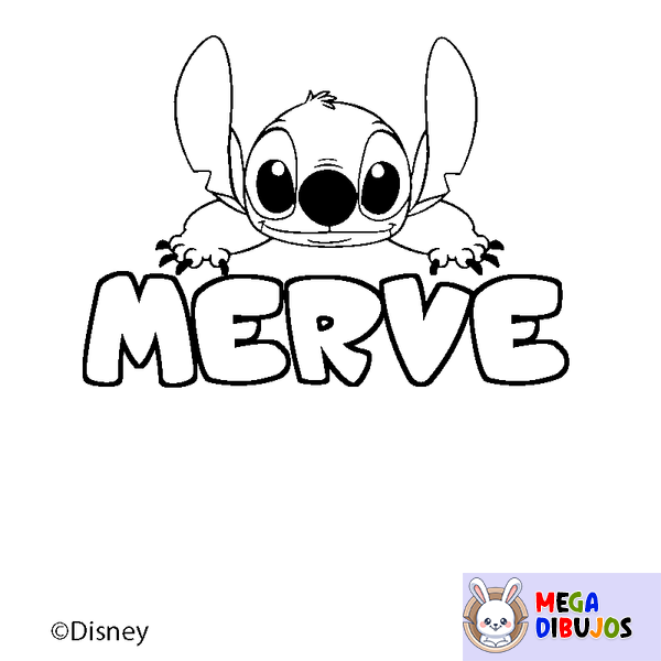 Coloraci&oacute;n del nombre MERVE - decorado Stitch