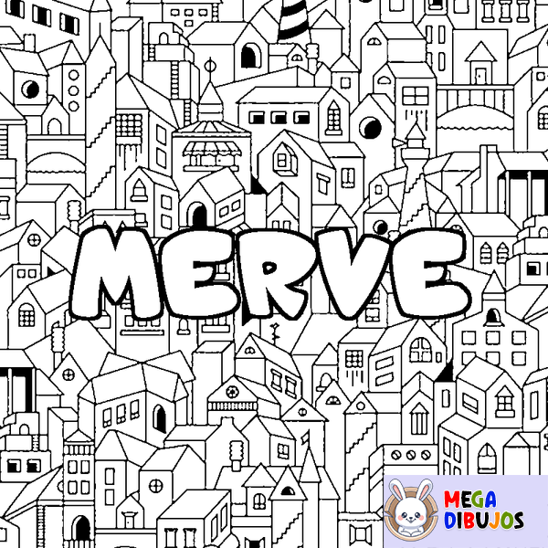 Coloraci&oacute;n del nombre MERVE - decorado ciudad