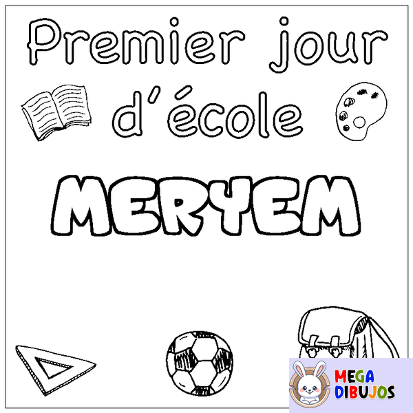 Coloraci&oacute;n del nombre MERYEM - decorado primer d&iacute;a de escuela