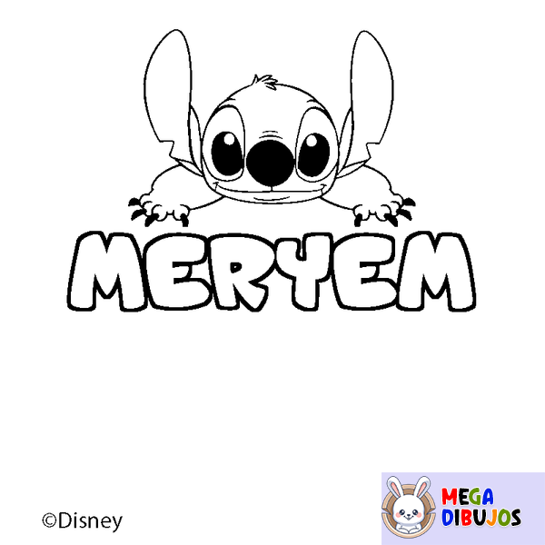 Coloraci&oacute;n del nombre MERYEM - decorado Stitch