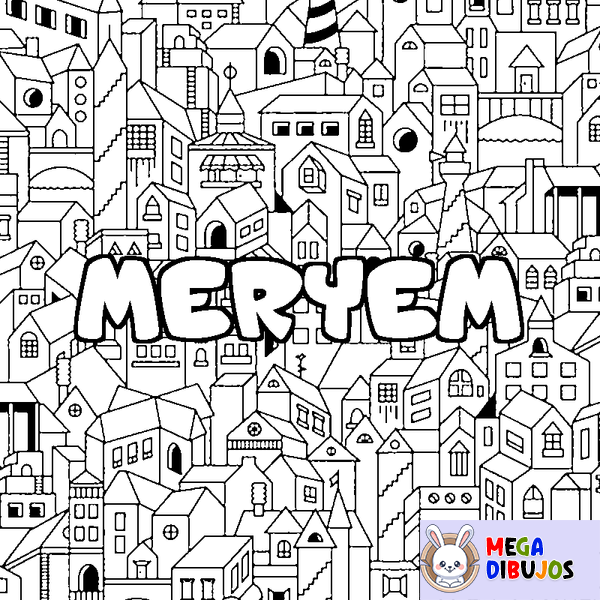 Coloraci&oacute;n del nombre MERYEM - decorado ciudad