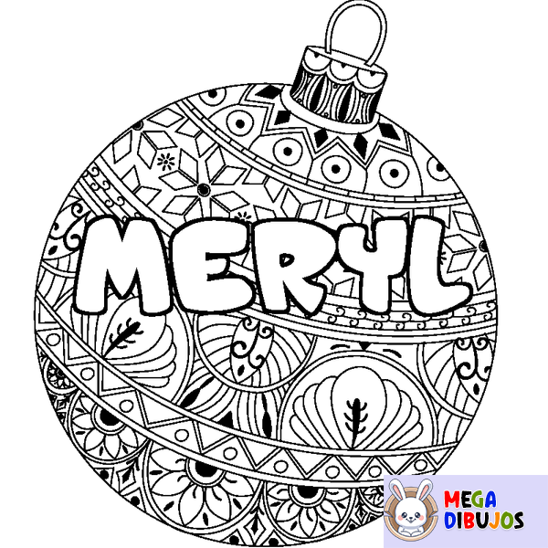 Coloraci&oacute;n del nombre MERYL - decorado bola de Navidad