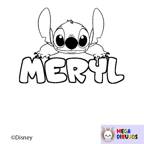 Coloraci&oacute;n del nombre MERYL - decorado Stitch