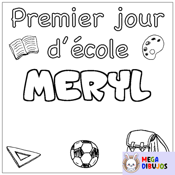 Coloraci&oacute;n del nombre MERYL - decorado primer d&iacute;a de escuela