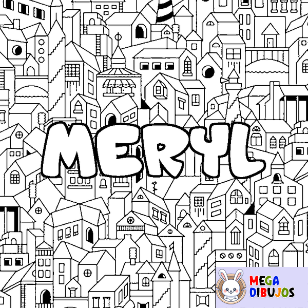 Coloraci&oacute;n del nombre MERYL - decorado ciudad