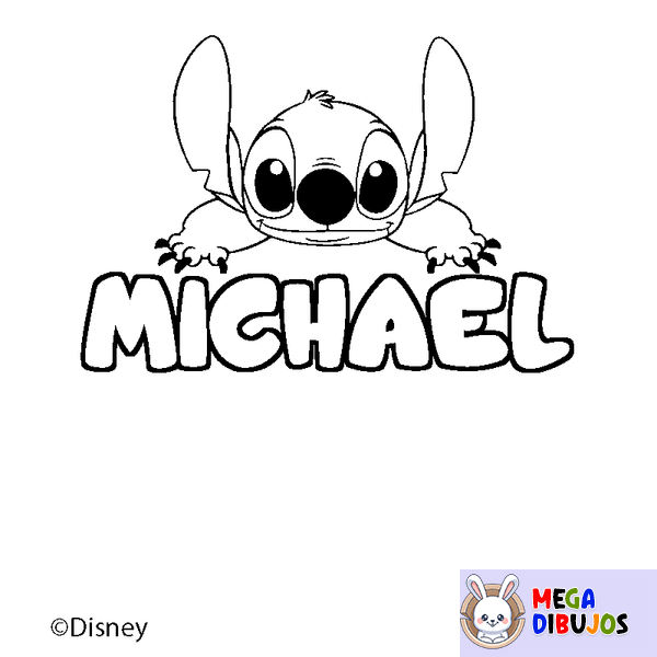 Coloraci&oacute;n del nombre MICHAEL - decorado Stitch