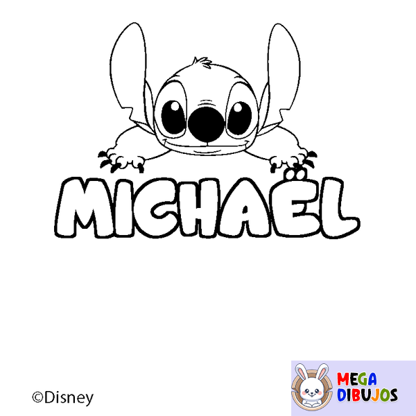 Coloraci&oacute;n del nombre MICHA&Euml;L - decorado Stitch