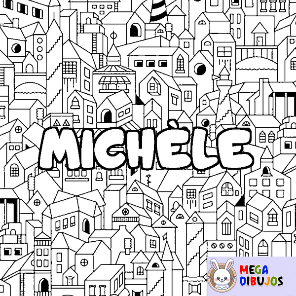 Coloraci&oacute;n del nombre MICH&Egrave;LE - decorado ciudad