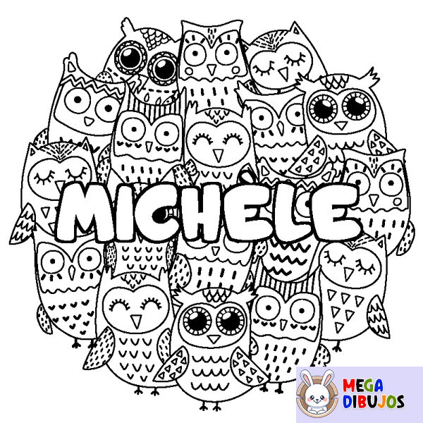 Coloraci&oacute;n del nombre MICH&Egrave;LE - decorado b&uacute;hos