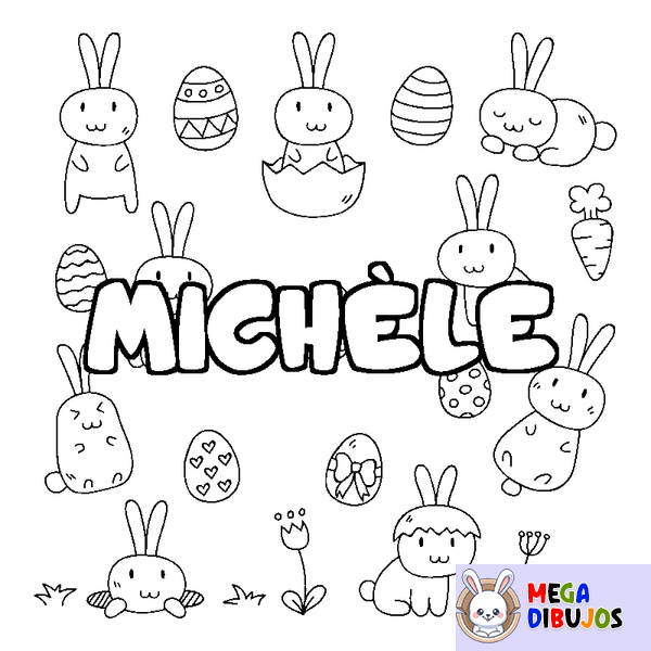 Coloraci&oacute;n del nombre MICH&Egrave;LE - decorado Pascua