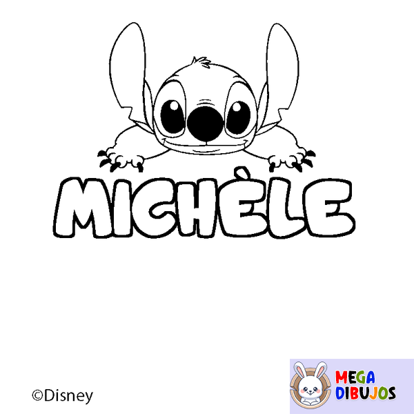 Coloraci&oacute;n del nombre MICH&Egrave;LE - decorado Stitch