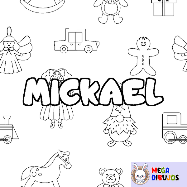Coloraci&oacute;n del nombre MICKAEL - decorado juguetes
