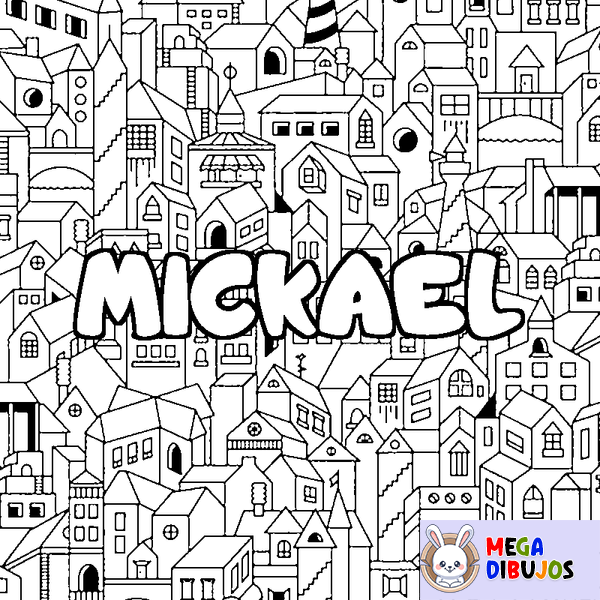 Coloraci&oacute;n del nombre MICKAEL - decorado ciudad
