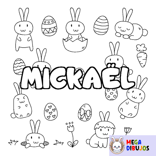 Coloraci&oacute;n del nombre MICKA&Euml;L - decorado Pascua