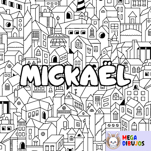 Coloraci&oacute;n del nombre MICKA&Euml;L - decorado ciudad