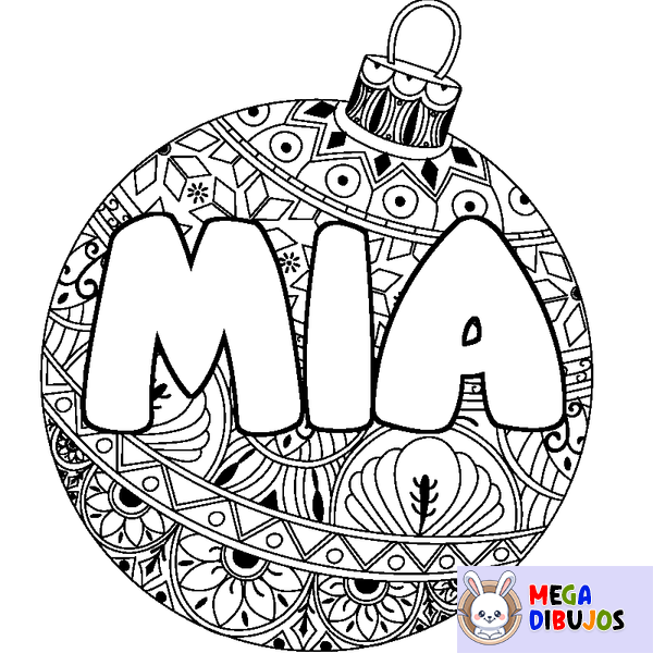Coloraci&oacute;n del nombre MIA - decorado bola de Navidad