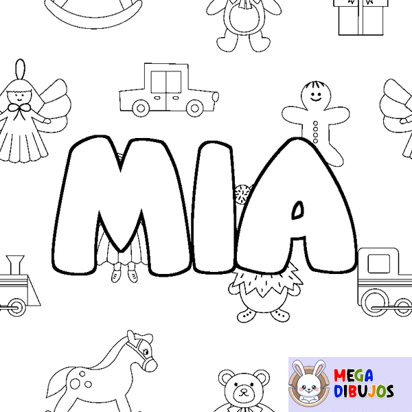 Coloraci&oacute;n del nombre MIA - decorado juguetes
