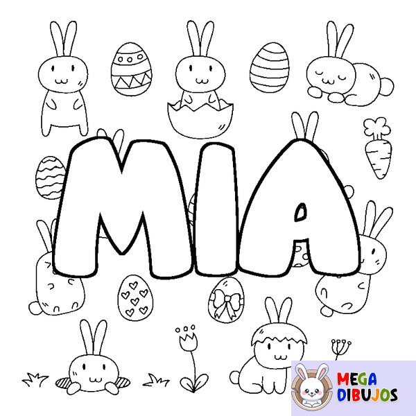 Coloraci&oacute;n del nombre MIA - decorado Pascua