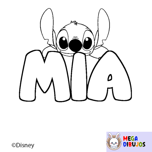 Coloraci&oacute;n del nombre MIA - decorado Stitch