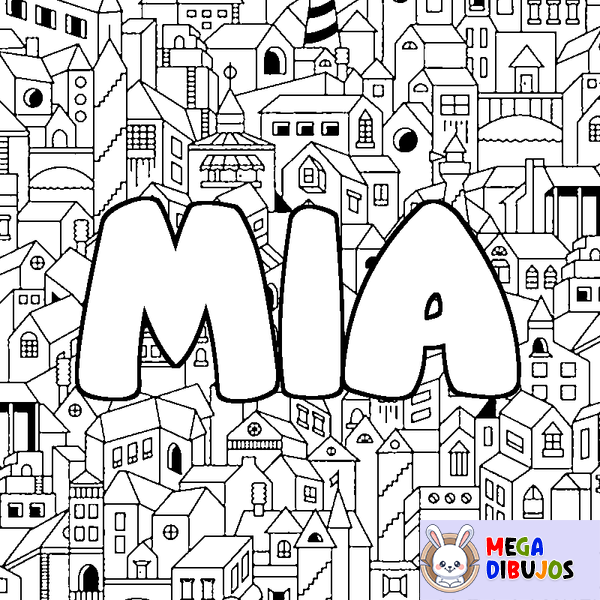 Coloraci&oacute;n del nombre MIA - decorado ciudad
