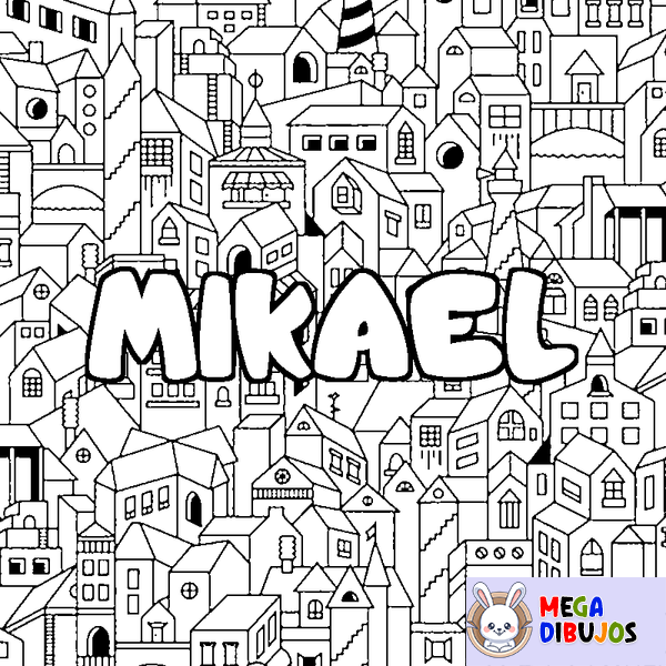 Coloraci&oacute;n del nombre MIKAEL - decorado ciudad