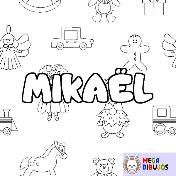 Coloraci&oacute;n del nombre MIKA&Euml;L - decorado juguetes