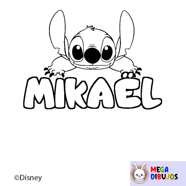 Coloraci&oacute;n del nombre MIKA&Euml;L - decorado Stitch
