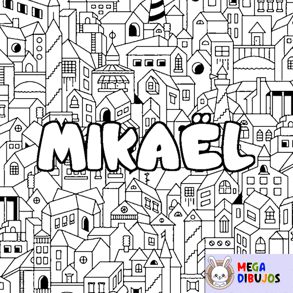 Coloraci&oacute;n del nombre MIKA&Euml;L - decorado ciudad