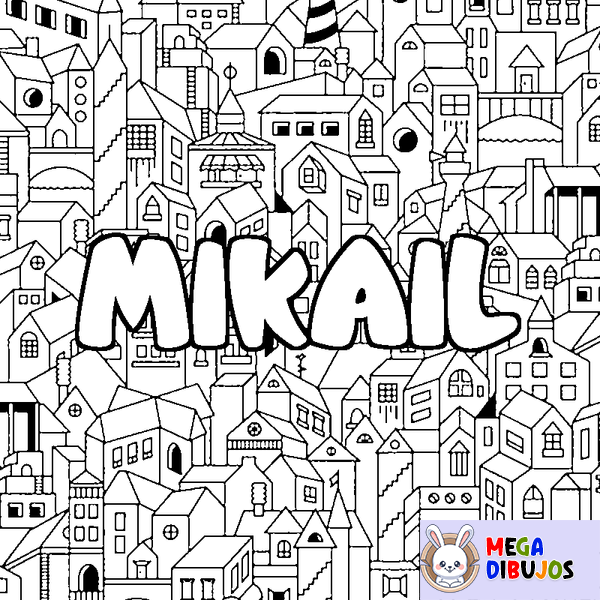 Coloraci&oacute;n del nombre MIKAIL - decorado ciudad