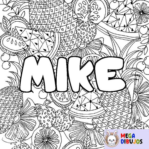 Coloraci&oacute;n del nombre MIKE - decorado mandala de frutas