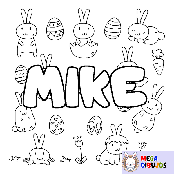 Coloraci&oacute;n del nombre MIKE - decorado Pascua