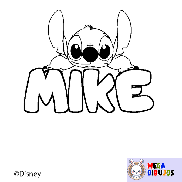 Coloraci&oacute;n del nombre MIKE - decorado Stitch