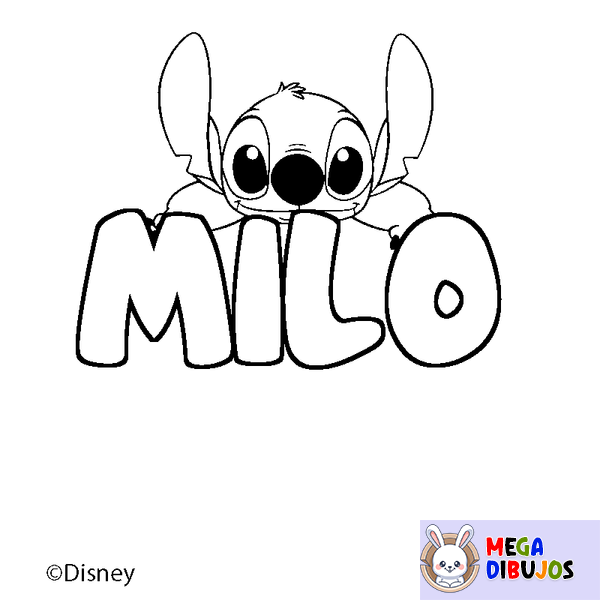 Coloraci&oacute;n del nombre MILO - decorado Stitch