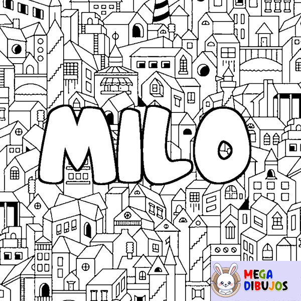 Coloraci&oacute;n del nombre MILO - decorado ciudad