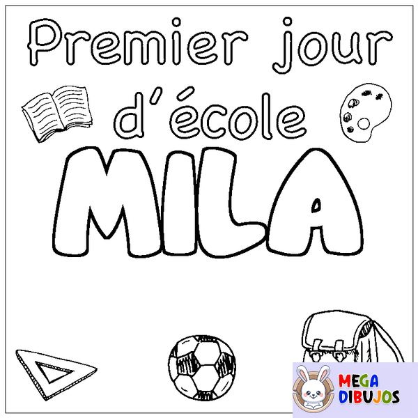 Coloraci&oacute;n del nombre MILA - decorado primer d&iacute;a de escuela