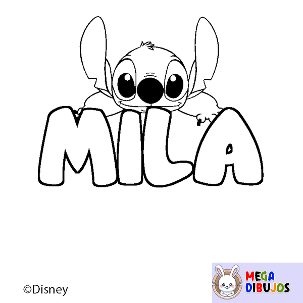 Coloraci&oacute;n del nombre MILA - decorado Stitch