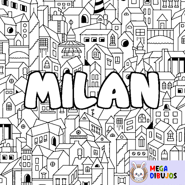 Coloraci&oacute;n del nombre MILAN - decorado ciudad