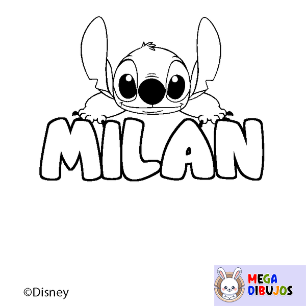 Coloraci&oacute;n del nombre MILAN - decorado Stitch