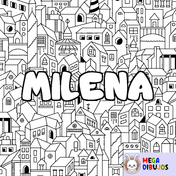 Coloraci&oacute;n del nombre MILENA - decorado ciudad