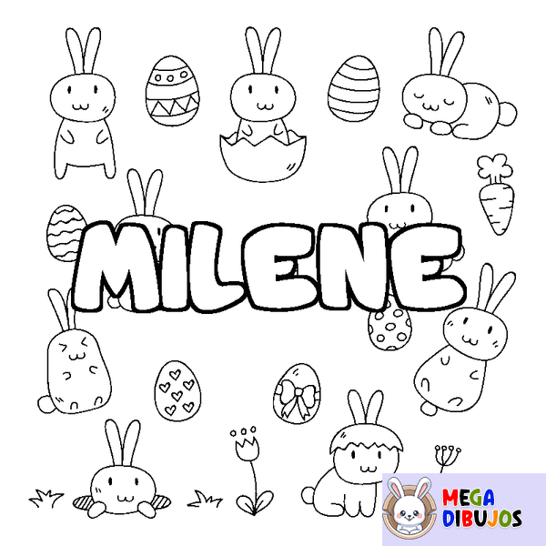 Coloraci&oacute;n del nombre MILENE - decorado Pascua