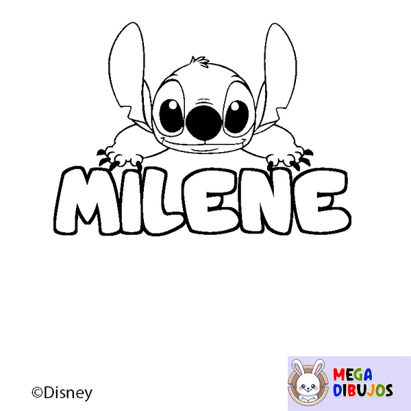 Coloraci&oacute;n del nombre MILENE - decorado Stitch
