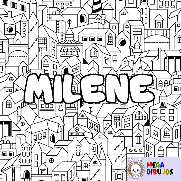 Coloraci&oacute;n del nombre MILENE - decorado ciudad